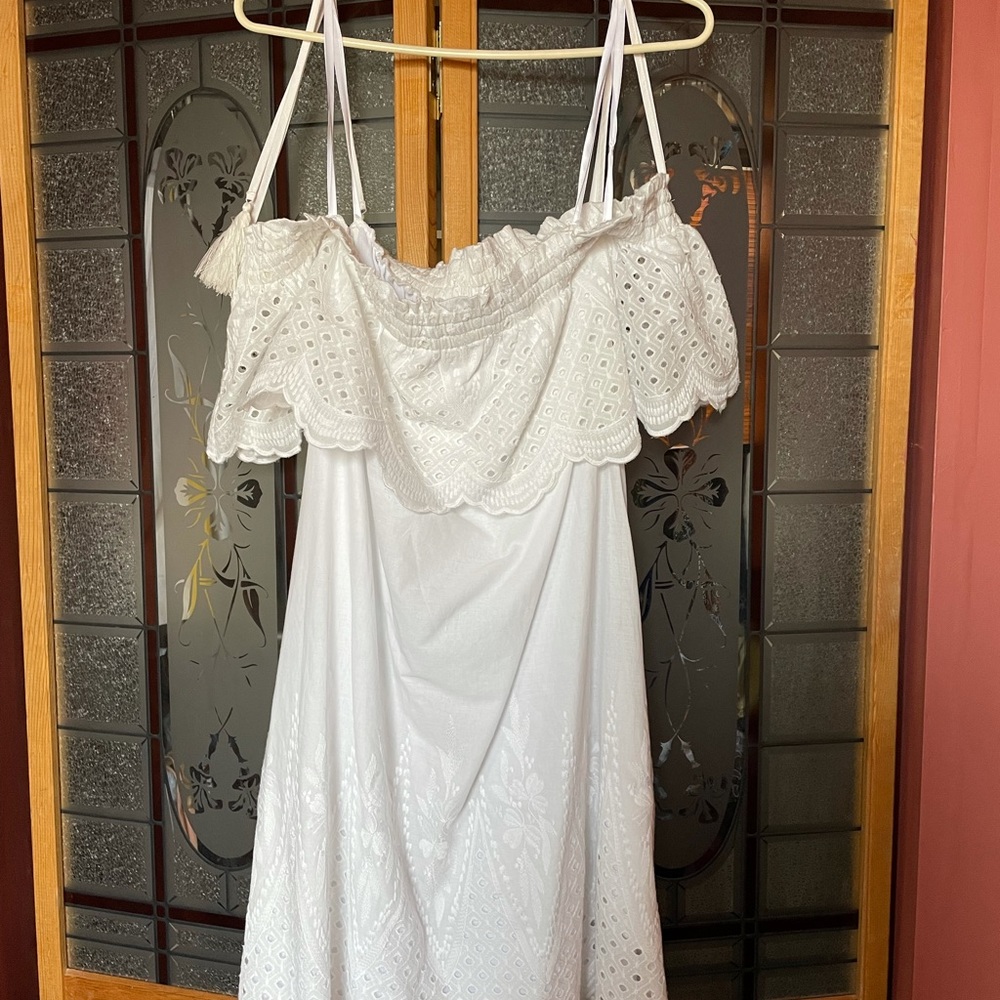 White off the shoulder mini